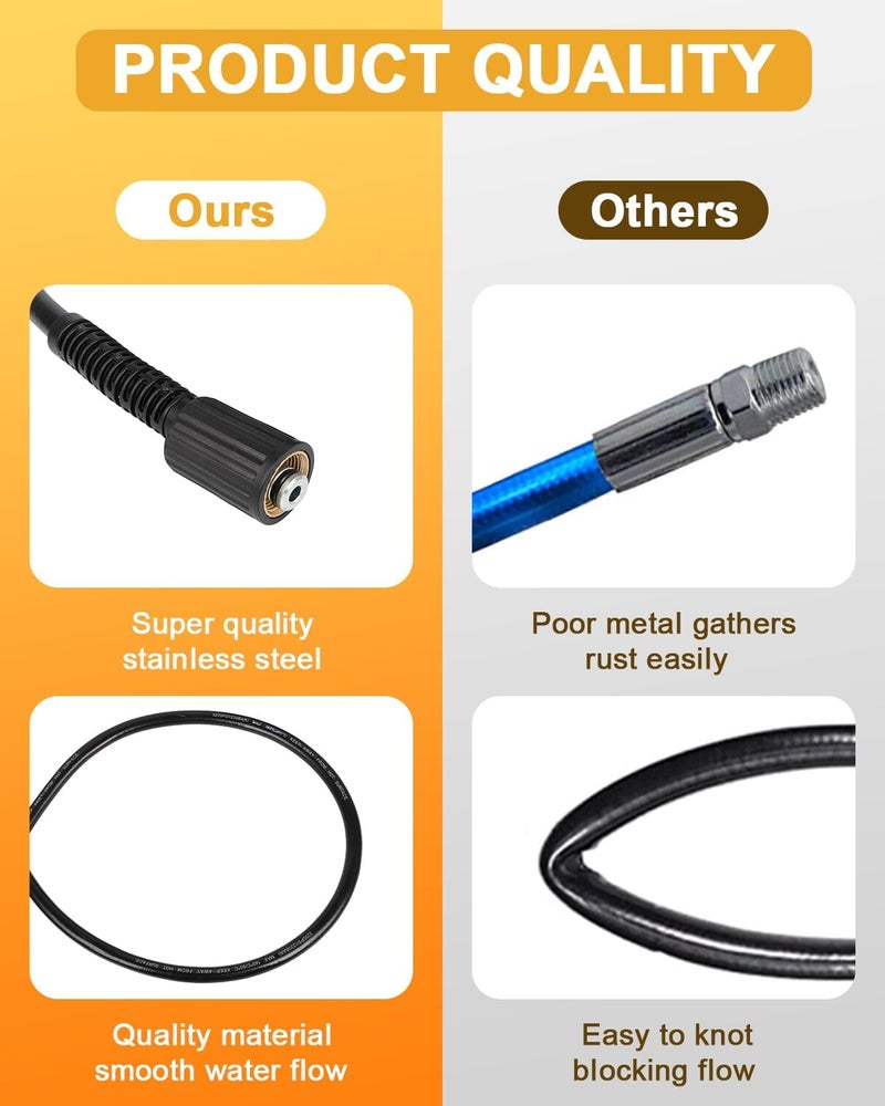 OCPTY 3200PSI Black PVC Hose 100ft [30M] M22 plug-in rods at both ends,copper nuts - Image 5